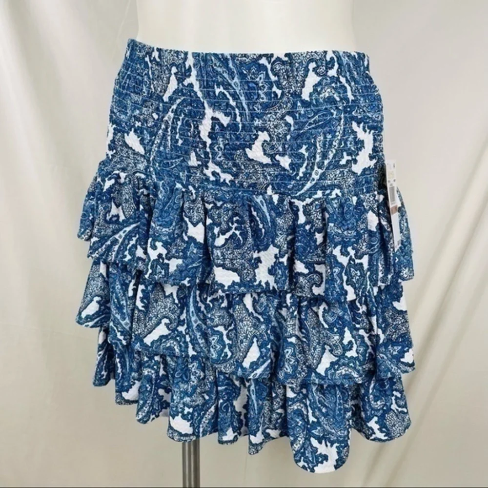 Michael Kors Skirt - NWT | Women Size Small | Ruffle Blue White Paisley